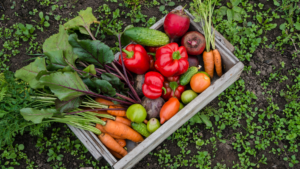 A box of fresh vegetables