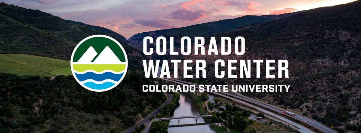 The Colorado Water Center logo is visible over an aerial shot of a river and highway snaking through a valley in Gypsum, Colorado.