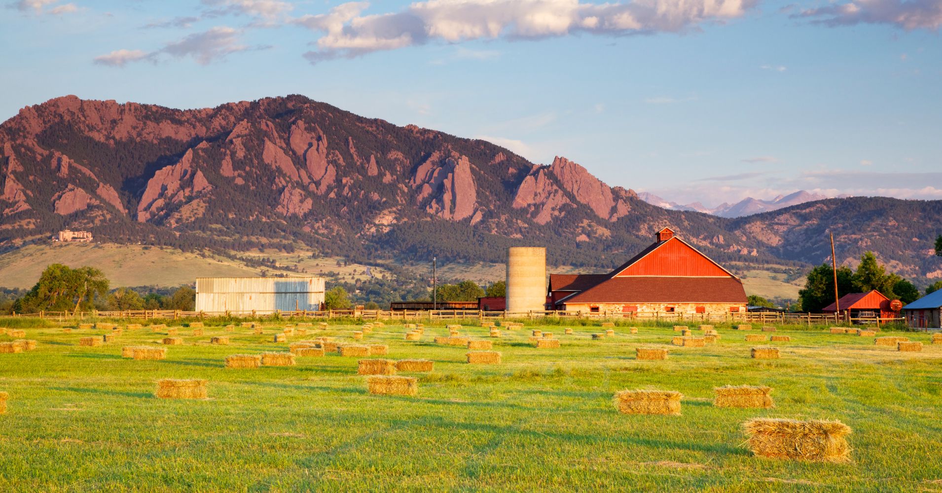 A Colorado farm at sunset.