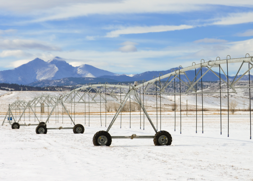 ag equipment in a snowy field