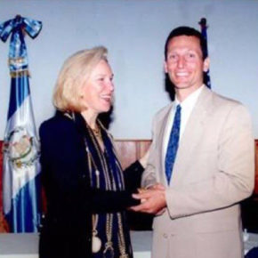 Ambassador McAfee, Peace Corps, swearing-in ceremony with L.S. Glasergreen, 1994