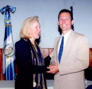 Ambassador McAfee, Peace Corps, swearing-in ceremony with L.S. Glasergreen, 1994