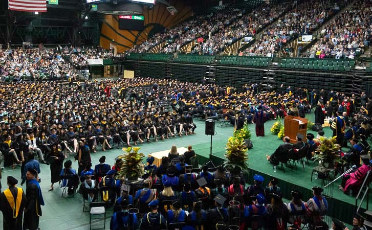 Commencement ceremony at Colorado State University campus
